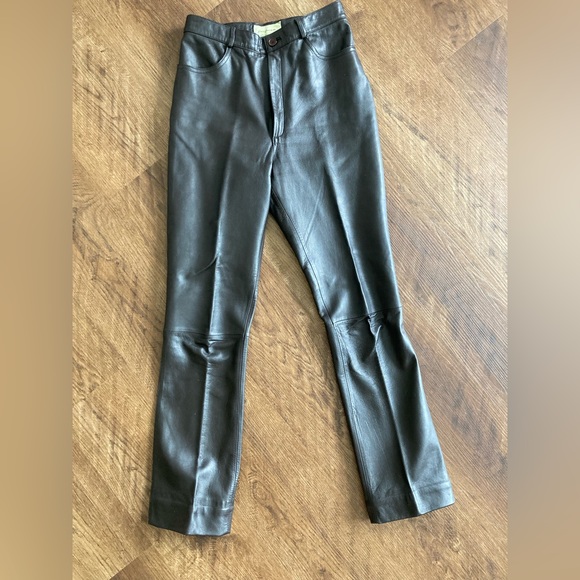 Rem Garson Pants - Rem Garson dark brown high rise leather pants